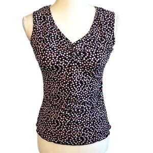 Suzie in the City Polka Dot Sleeveless Blouse Size M Black and Pink